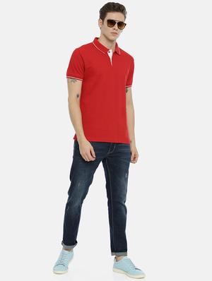 red solid polo t-shirt - 17153807 - Standard Image - 4