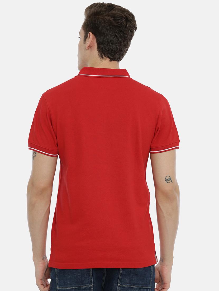 red solid polo t-shirt - 17153807 - Zoom Image - 3