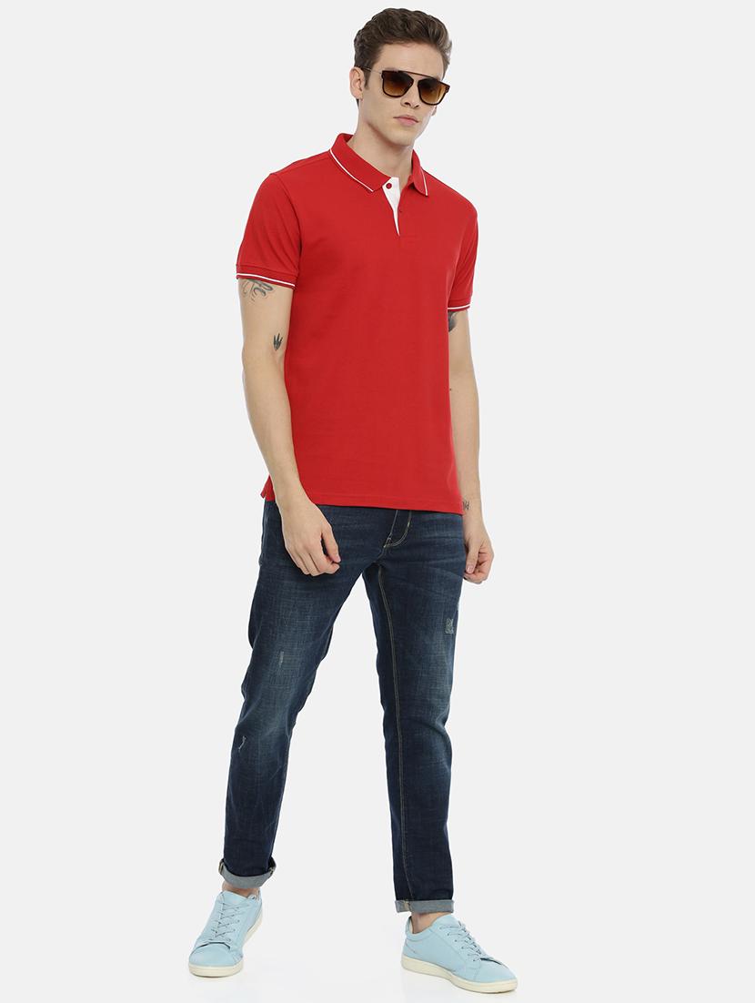 red solid polo t-shirt - 17153807 - Zoom Image - 4