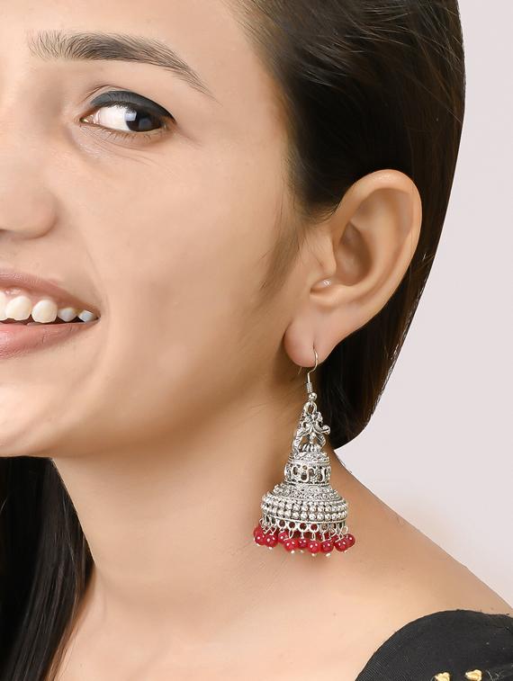 silver plated jhumka earring - 17153846 - Zoom Image - 2
