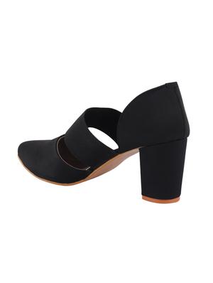 black synthetic slip on pumps - 17153858 - Standard Image - 2