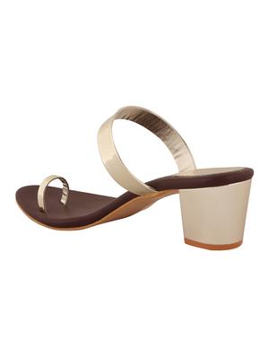 gold synthetic slip on sandals - 17153859 - Standard Image - 2