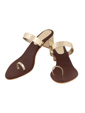 gold synthetic slip on sandals - 17153859 - Standard Image - 3
