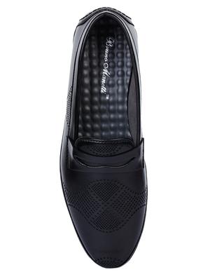 black synthetic slip on loafers - 17153874 - Standard Image - 4
