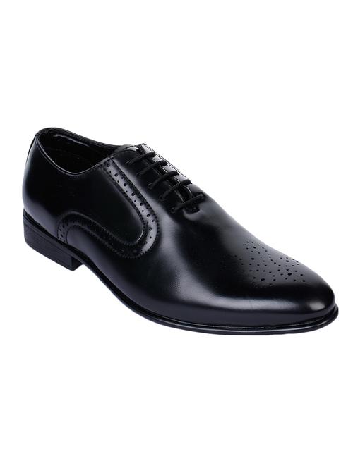 black faux leather laceup derbies - 17153904 - Standard Image - 1