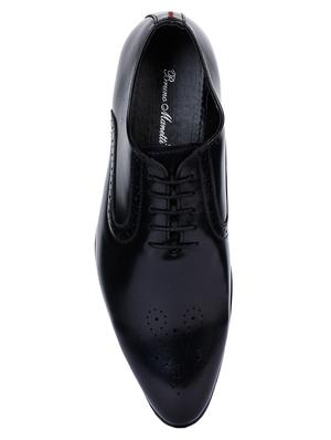 black faux leather laceup derbies - 17153904 - Standard Image - 4