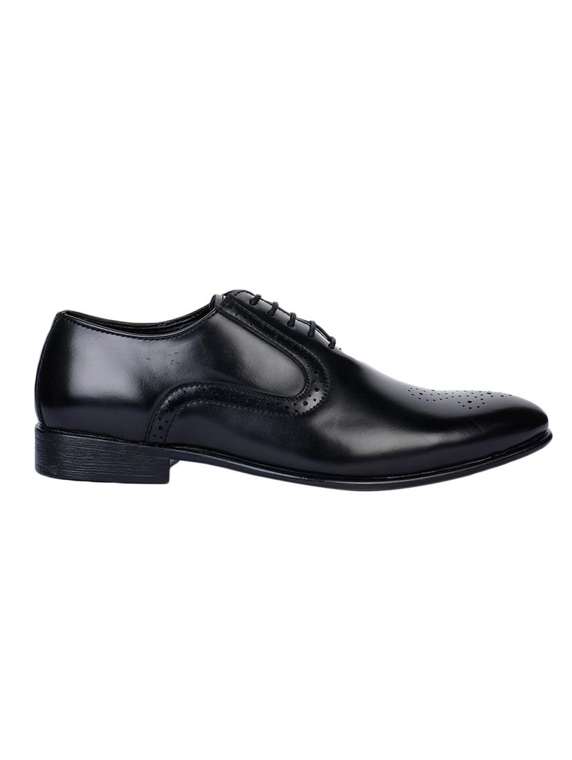 black faux leather laceup derbies - 17153904 - Zoom Image - 2