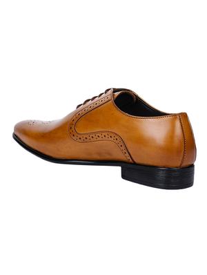 tan faux leather laceup derbies - 17153906 - Standard Image - 3
