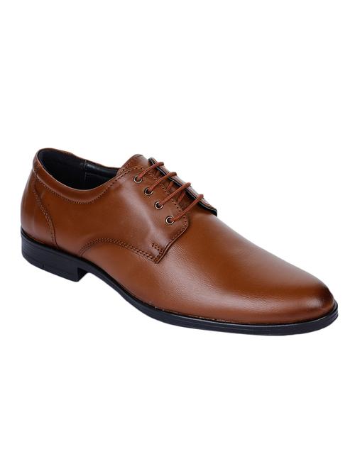 tan faux leather laceup derbies - 17153916 - Standard Image - 1