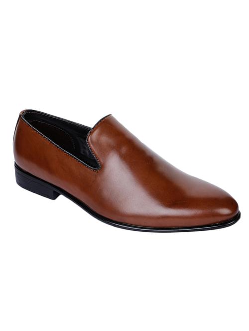 brown faux leather slip on ons - 17153945 - Standard Image - 1