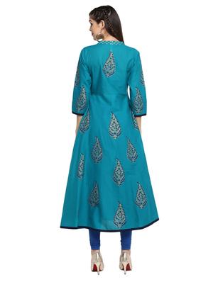 block print a-line kurta - 17154081 - Standard Image - 3