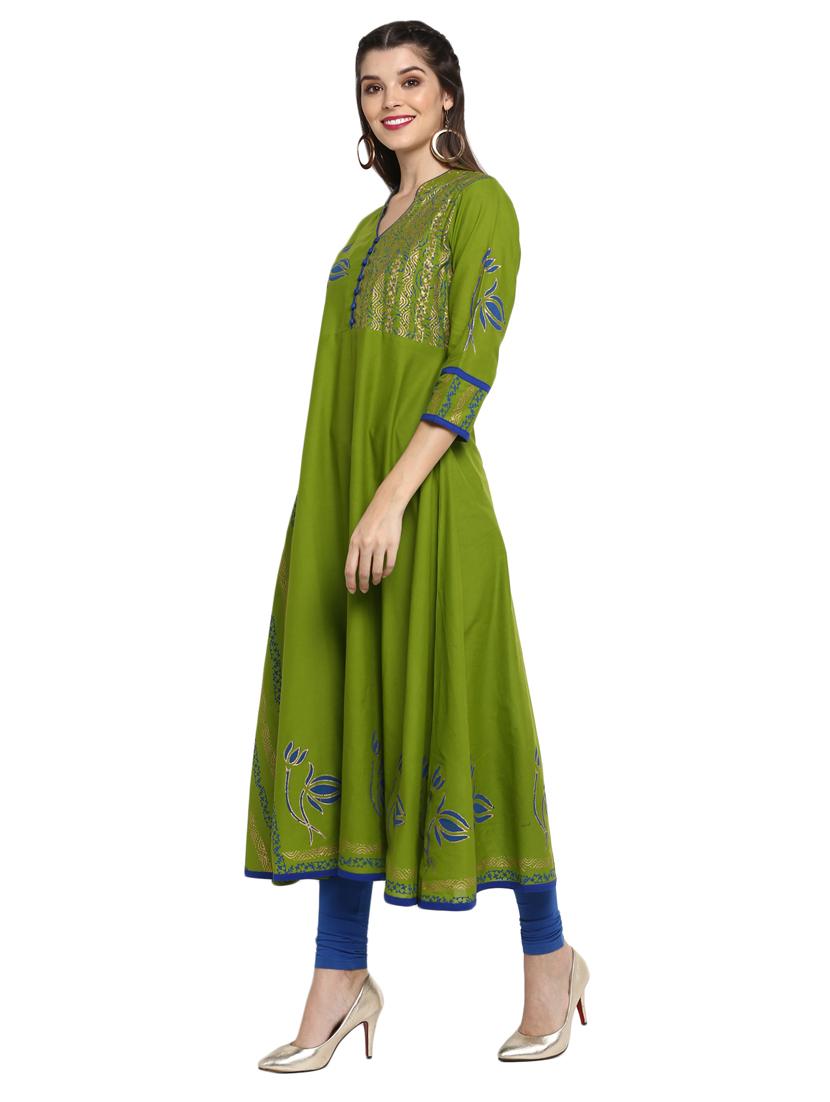 block print a-line kurta - 17154091 - Zoom Image - 2