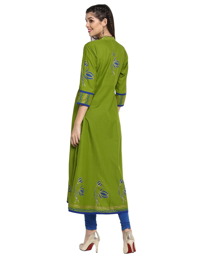 block print a-line kurta - 17154091 - Zoom Image - 3
