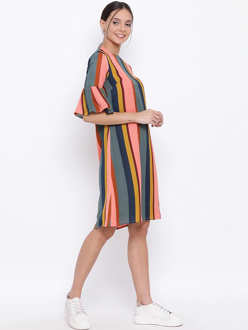 bell sleeves striped dress - 17154092 - Zoom Image - 2