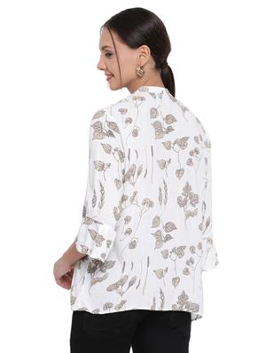 mandarin neck printed top - 17154097 - Standard Image - 3