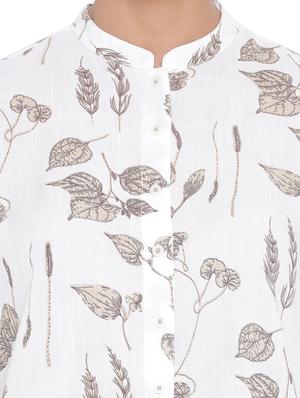 mandarin neck printed top - 17154097 - Standard Image - 5