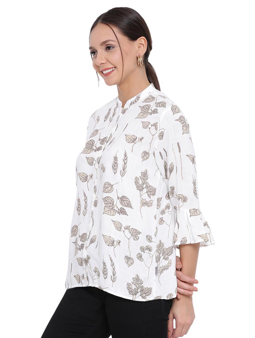 mandarin neck printed top - 17154097 - Zoom Image - 2