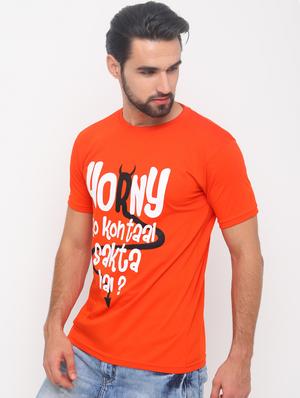 orange typographic front print t-shirt - 17154412 - Standard Image - 2