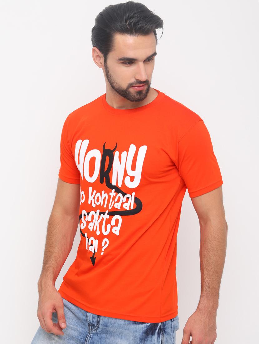 orange typographic front print t-shirt - 17154412 - Zoom Image - 2
