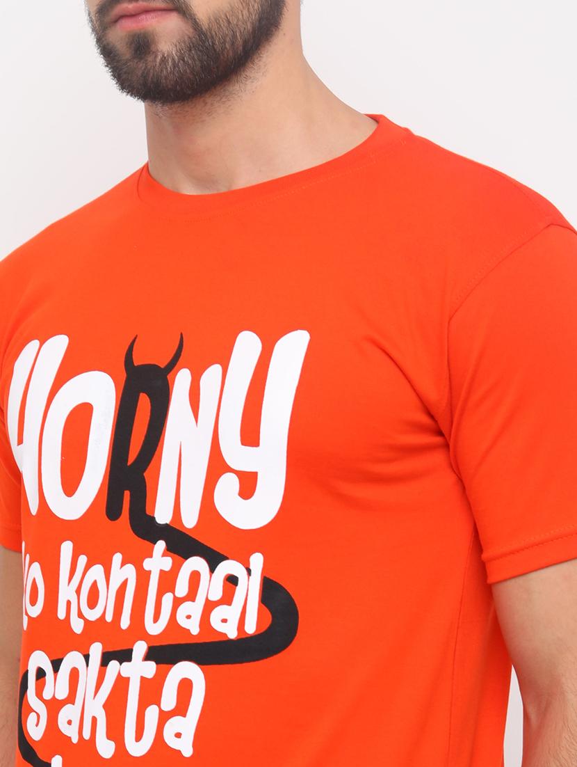 orange typographic front print t-shirt - 17154412 - Zoom Image - 5