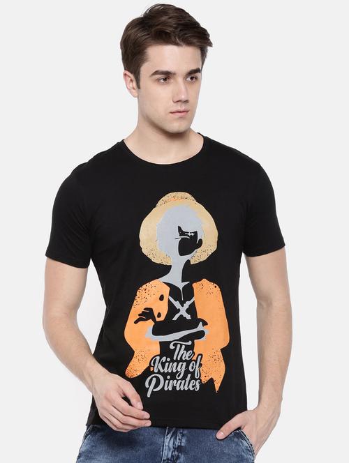 black front print t-shirt - 17154545 - Very Small Image - 1