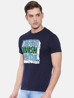navy blue chest print t-shirt - 17154580 - Standard Image - 2