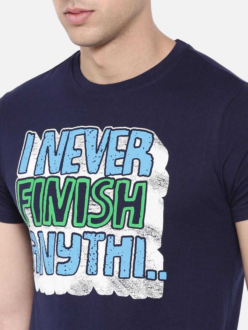 navy blue chest print t-shirt - 17154580 - Zoom Image - 5