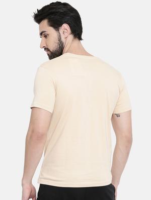 beige chest print t-shirt - 17154590 - Standard Image - 3