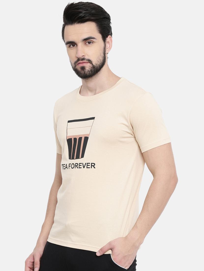 beige chest print t-shirt - 17154590 - Zoom Image - 2