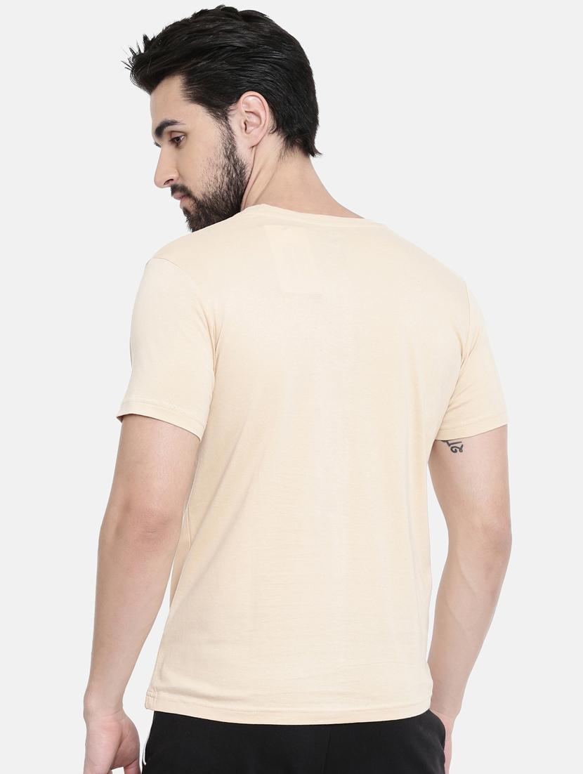 beige chest print t-shirt - 17154590 - Zoom Image - 3