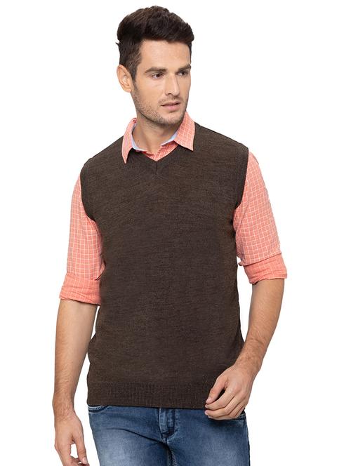 brown solid acrylic pullover - 17154701 - Standard Image - 1
