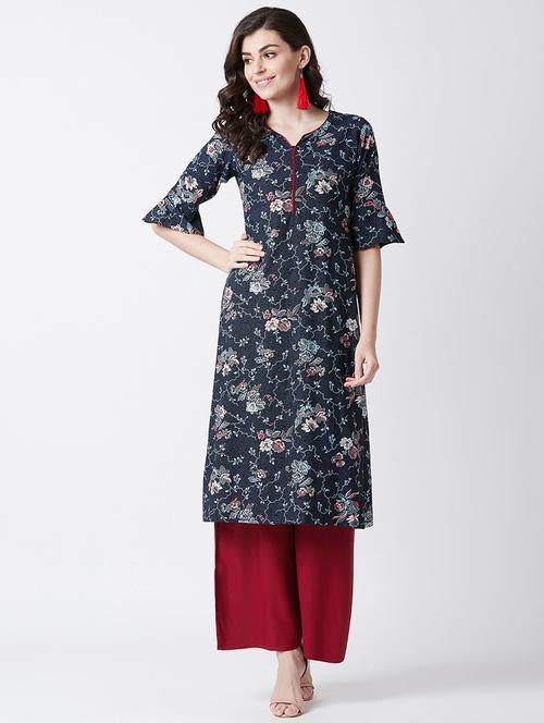 floral kurta palazzo set - 17154822 - Very Small Image - 1