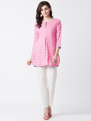 printed straight kurti - 17154847 - Standard Image - 4
