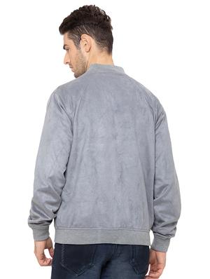 grey solid polyester casual jacket - 17154856 - Standard Image - 3