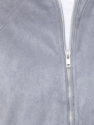 grey solid polyester casual jacket - 17154856 - Standard Image - 5
