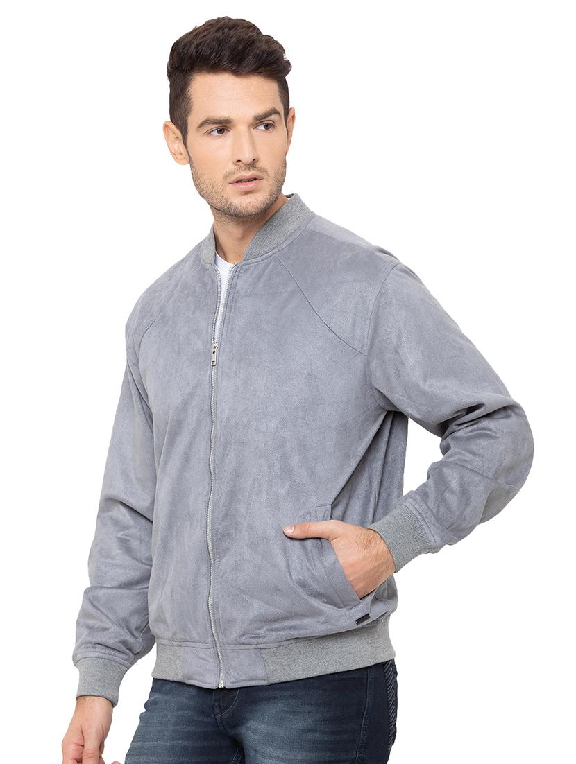 grey solid polyester casual jacket - 17154856 - Zoom Image - 2