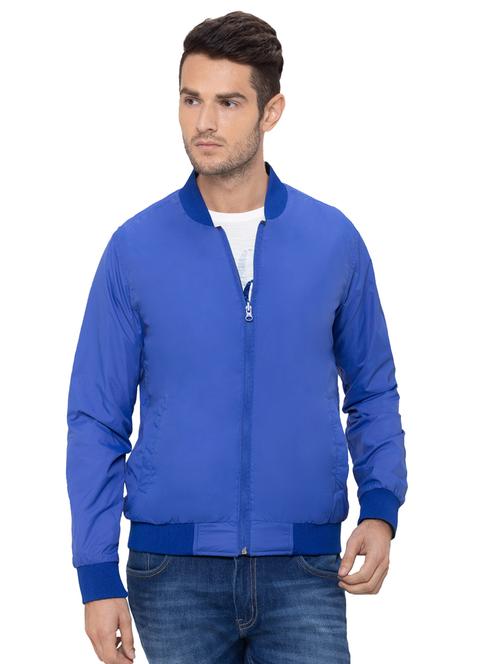 blue solid bomber jacket - 17154857 - Standard Image - 1