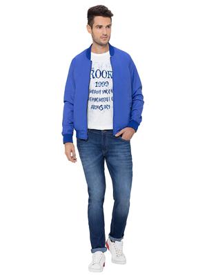 blue solid bomber jacket - 17154857 - Standard Image - 4