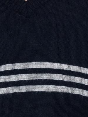 navy blue striped acrylic pullover - 17154889 - Standard Image - 5