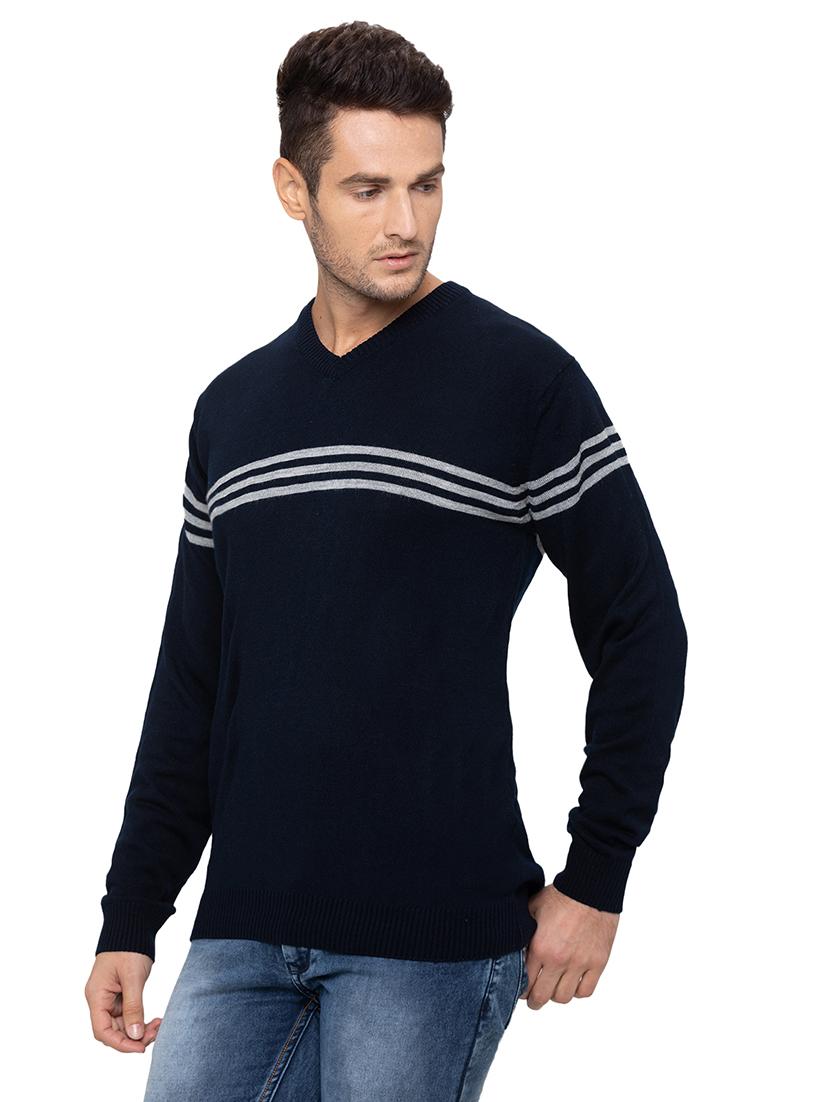 navy blue striped acrylic pullover - 17154889 - Zoom Image - 2