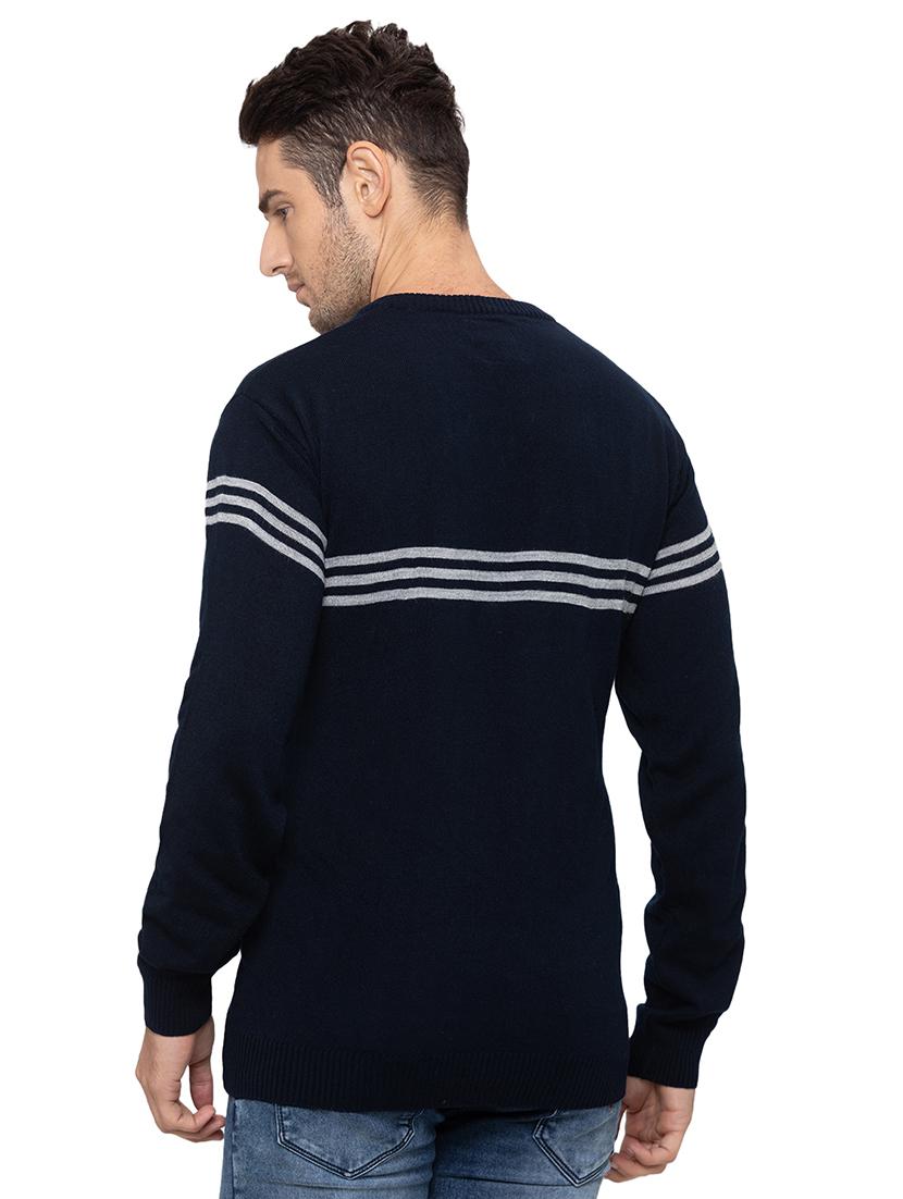 navy blue striped acrylic pullover - 17154889 - Zoom Image - 3