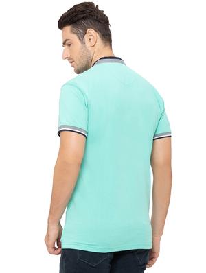 blue solid collared t-shirt - 17154924 - Standard Image - 3