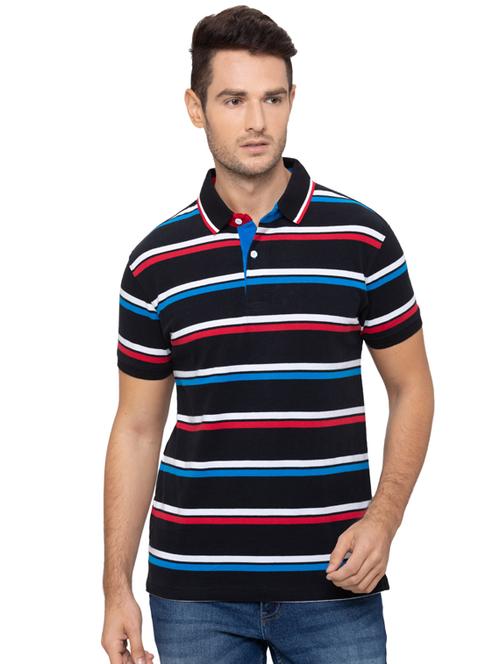 black striped polo t-shirt - 17154932 - Standard Image - 1