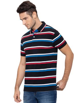 black striped polo t-shirt - 17154932 - Standard Image - 2