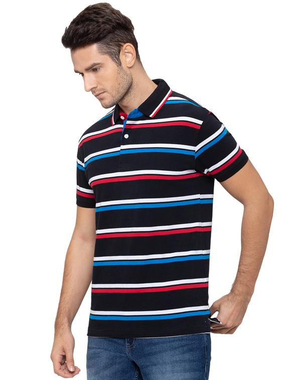 black striped polo t-shirt - 17154932 - Zoom Image - 2