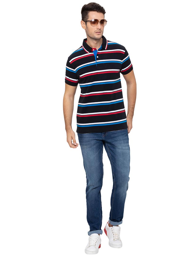 black striped polo t-shirt - 17154932 - Zoom Image - 4