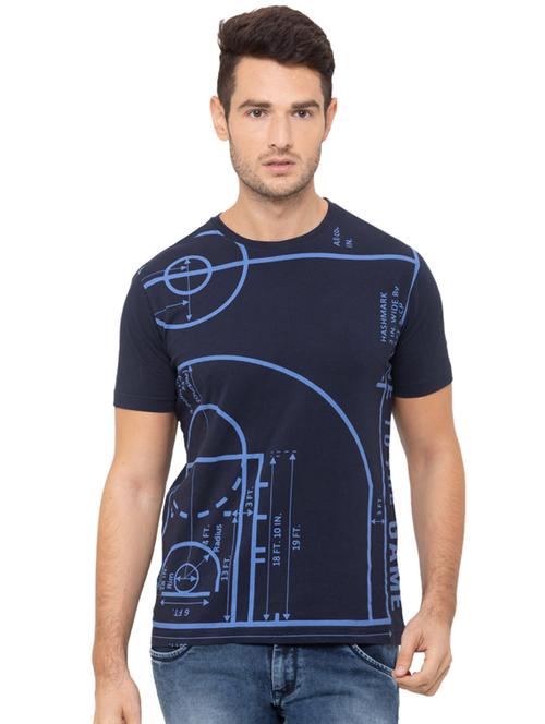 navy blue front print t-shirt - 17154969 - Standard Image - 1