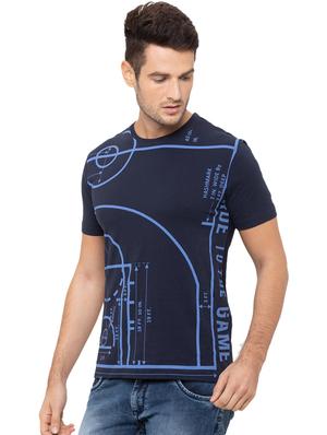 navy blue front print t-shirt - 17154969 - Standard Image - 2