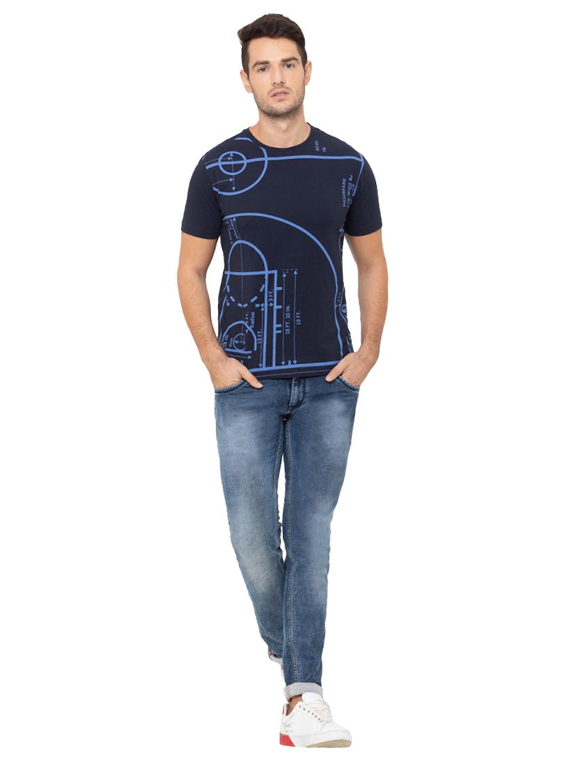 navy blue front print t-shirt - 17154969 - Zoom Image - 4