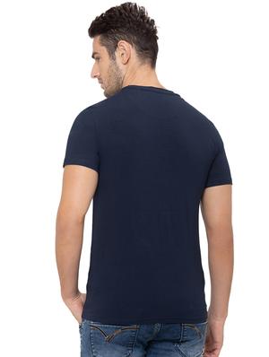 navy blue typographic chest print t-shirt - 17154991 - Standard Image - 3
